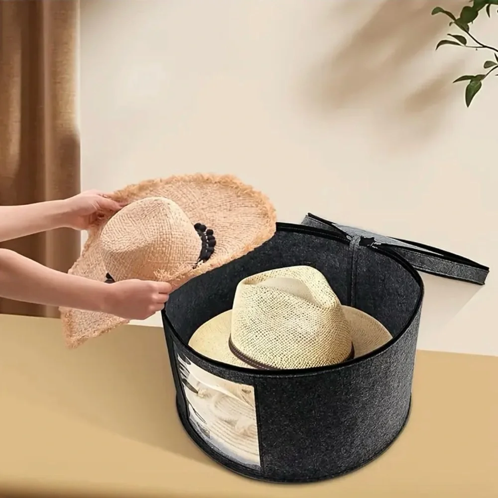 Gray Felt Hat Storage Box, NEW